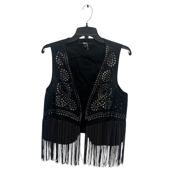 Black Western Fringe Vest with Silver Accents - Picture 3 of 6